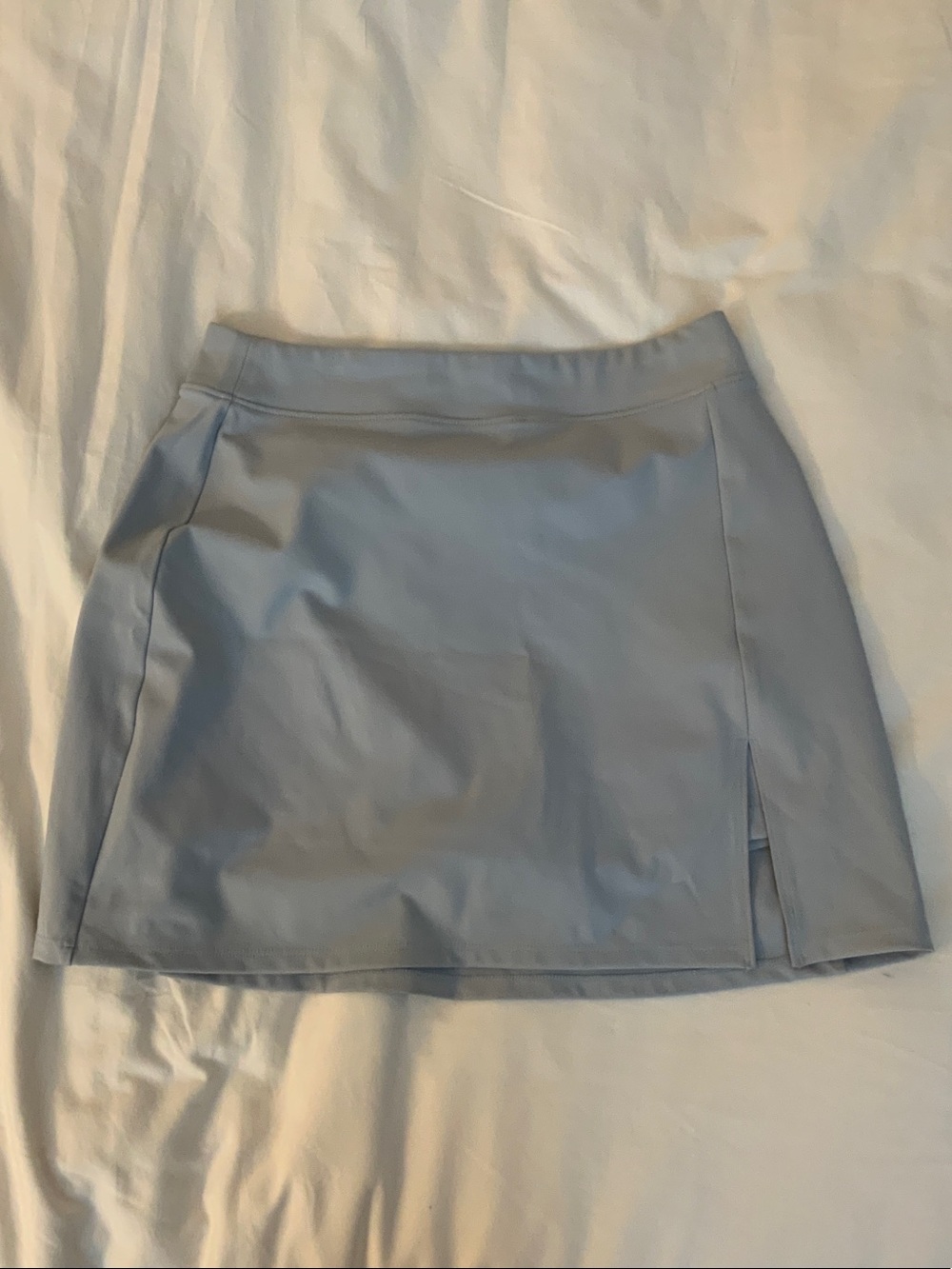 Reformation Powder Blue Mini Skirt with Side Slit